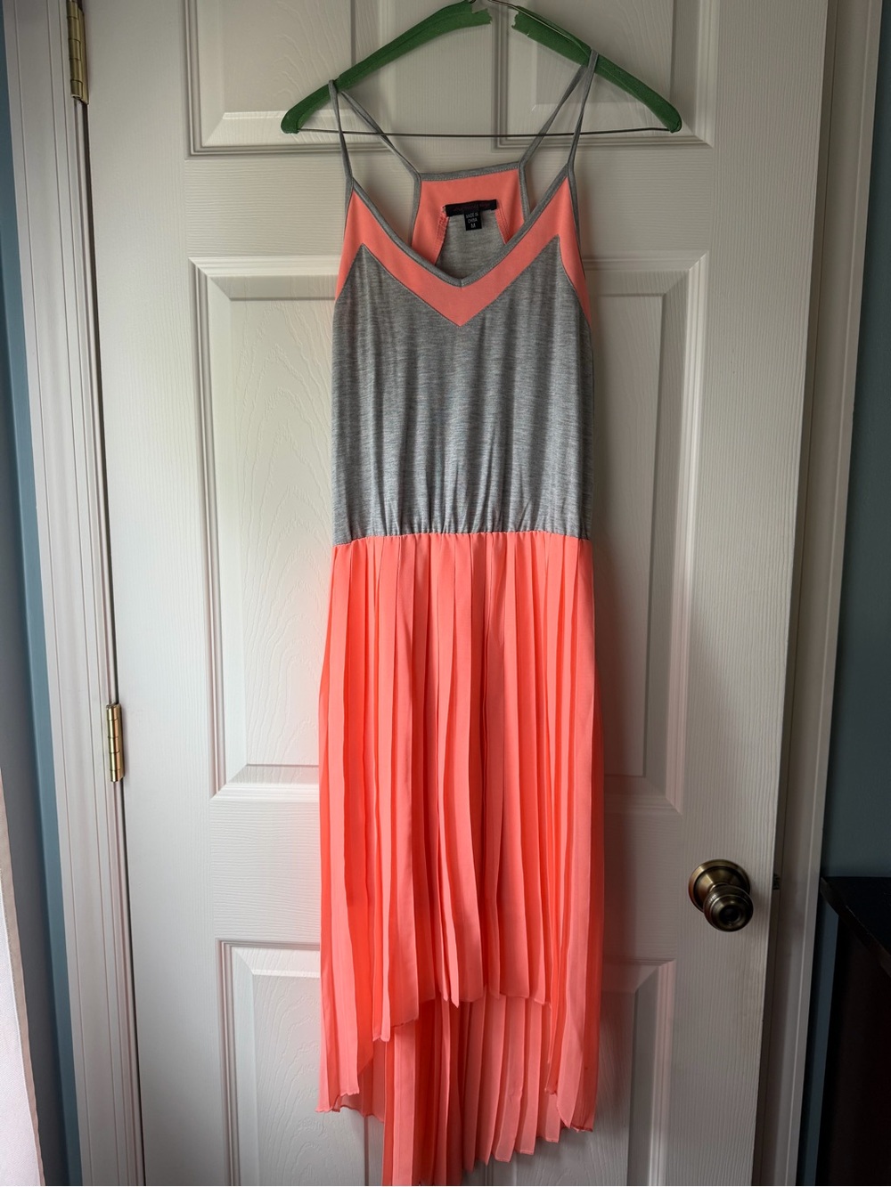 Gray and Coral High-Low Maxi Dress